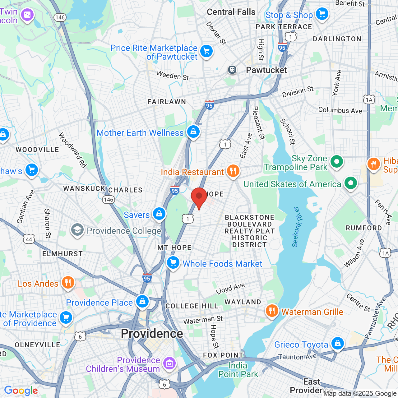 Google map image of our location in 100 Highland Ave Providence, RI